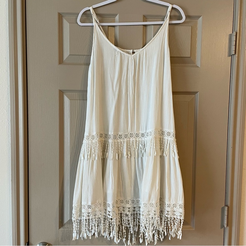 American Eagle - White Lace & Fringe Dress - Picture 3 of 7